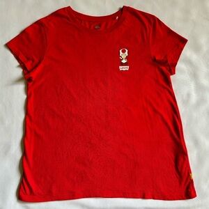 Levis Super Mario Toad Red T-Shirt Women’s Size Large Video Game Logo